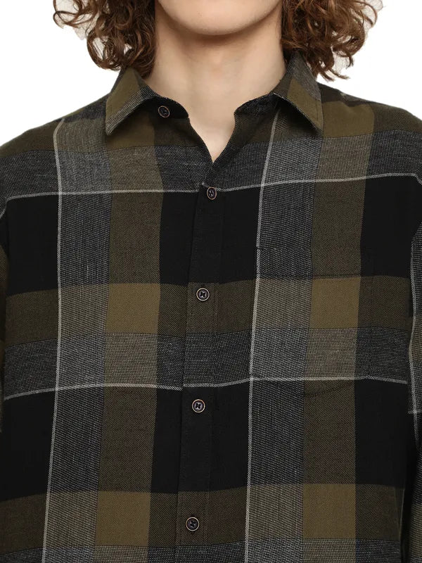 Mettle Men Tartan Checks Cotton Casual Shirt