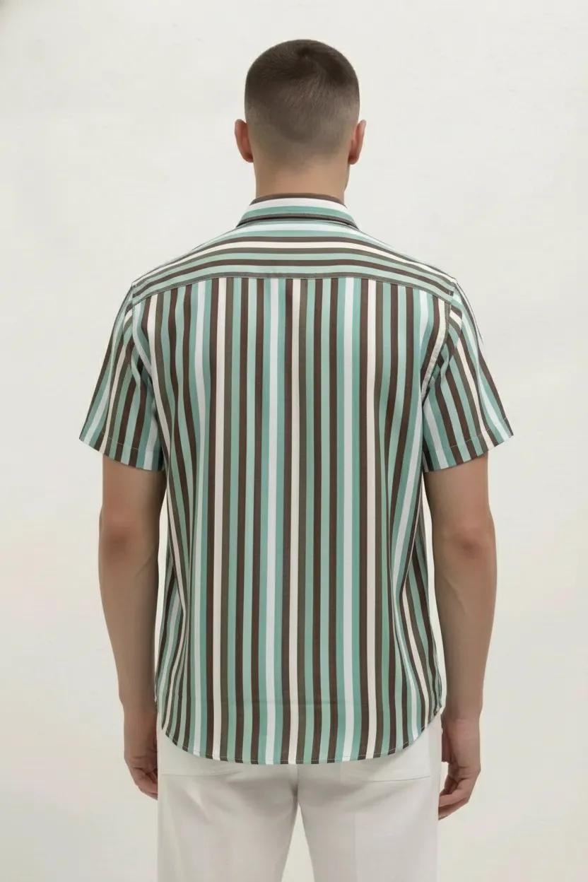 Men Mint Striped Casual Shirt