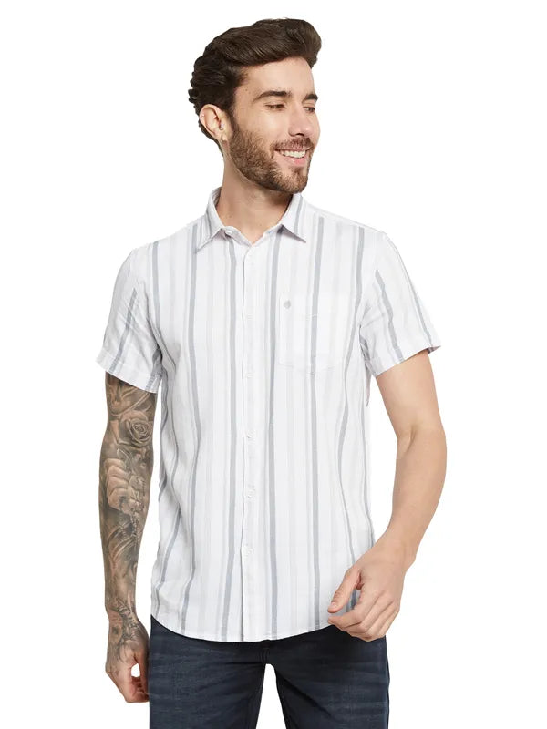 Mettle Opaque Striped Cotton Casual Shirt