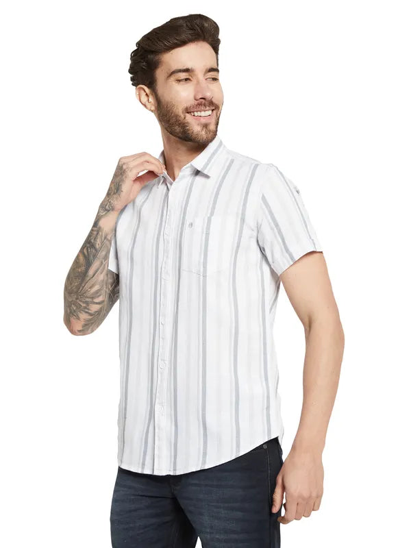 Mettle Opaque Striped Cotton Casual Shirt