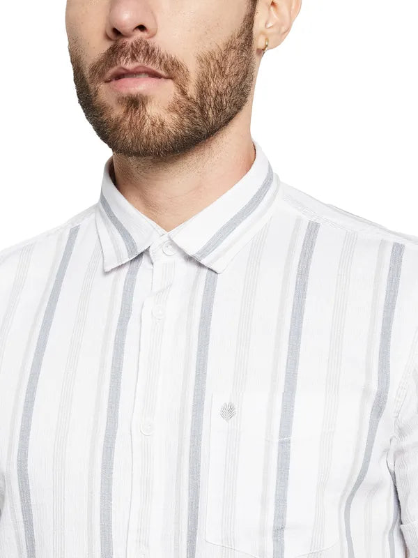 Mettle Opaque Striped Cotton Casual Shirt