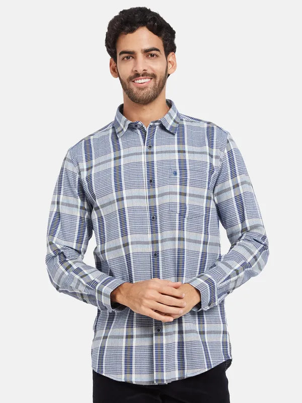 Mettle Men Blue Checked Casual Shirt