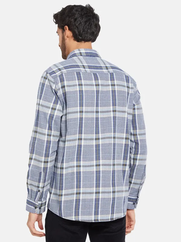 Mettle Men Blue Checked Casual Shirt