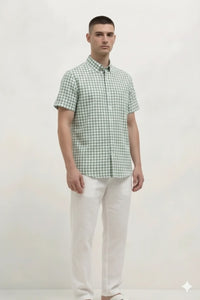 Men Mint Gingham Checks Checked Casual Shirt
