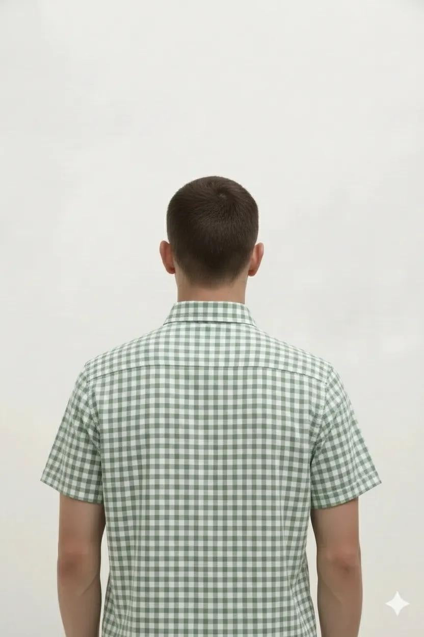 Men Mint Gingham Checks Checked Casual Shirt