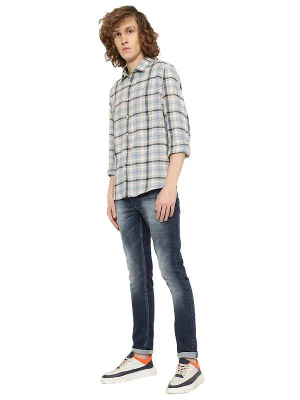 Mettle Men Tartan Checks Cotton Casual Shirt