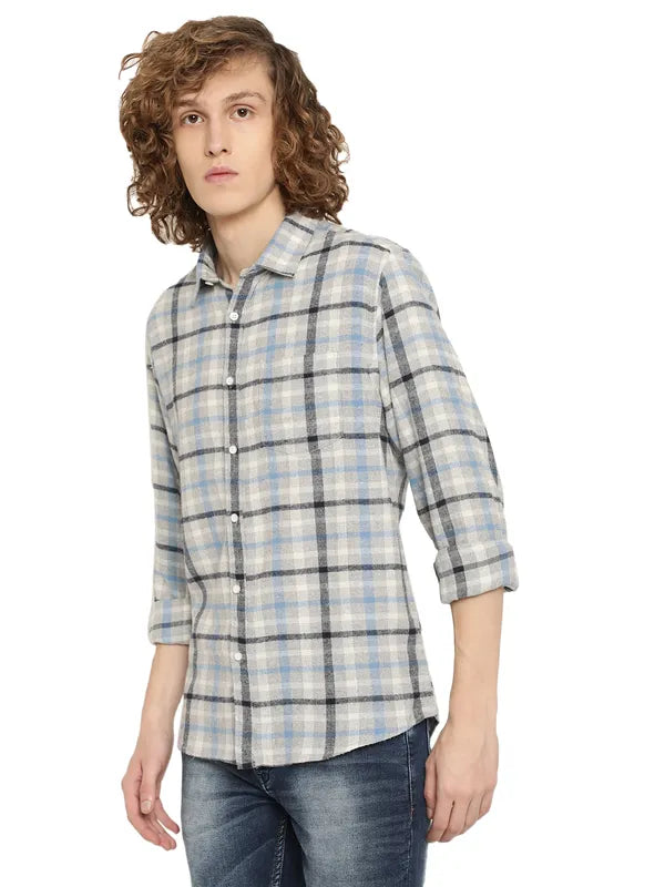 Mettle Men Tartan Checks Cotton Casual Shirt