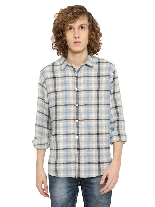 Mettle Men Tartan Checks Cotton Casual Shirt