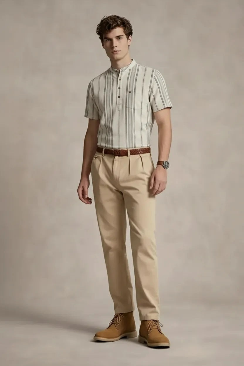 Men Natural Multi Stripes Striped Casual Shirt