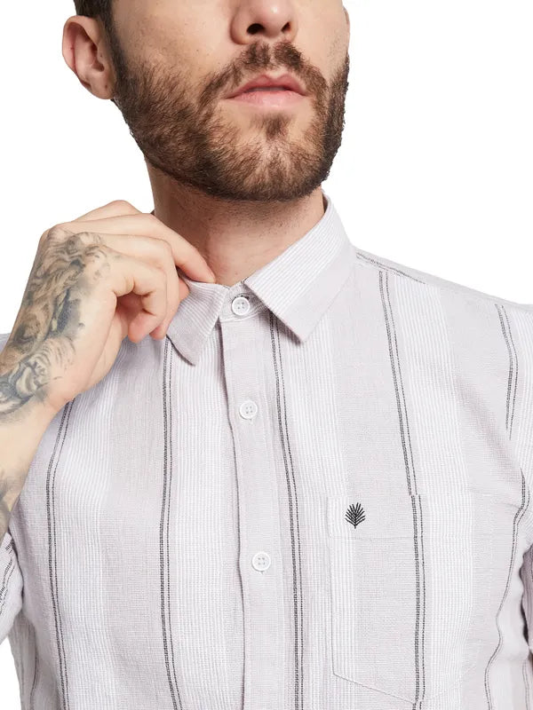 Mettle Striped Spread Collar Cotton Casual Shirt