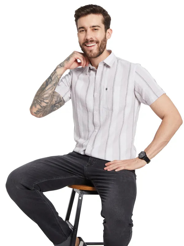 Mettle Striped Spread Collar Cotton Casual Shirt