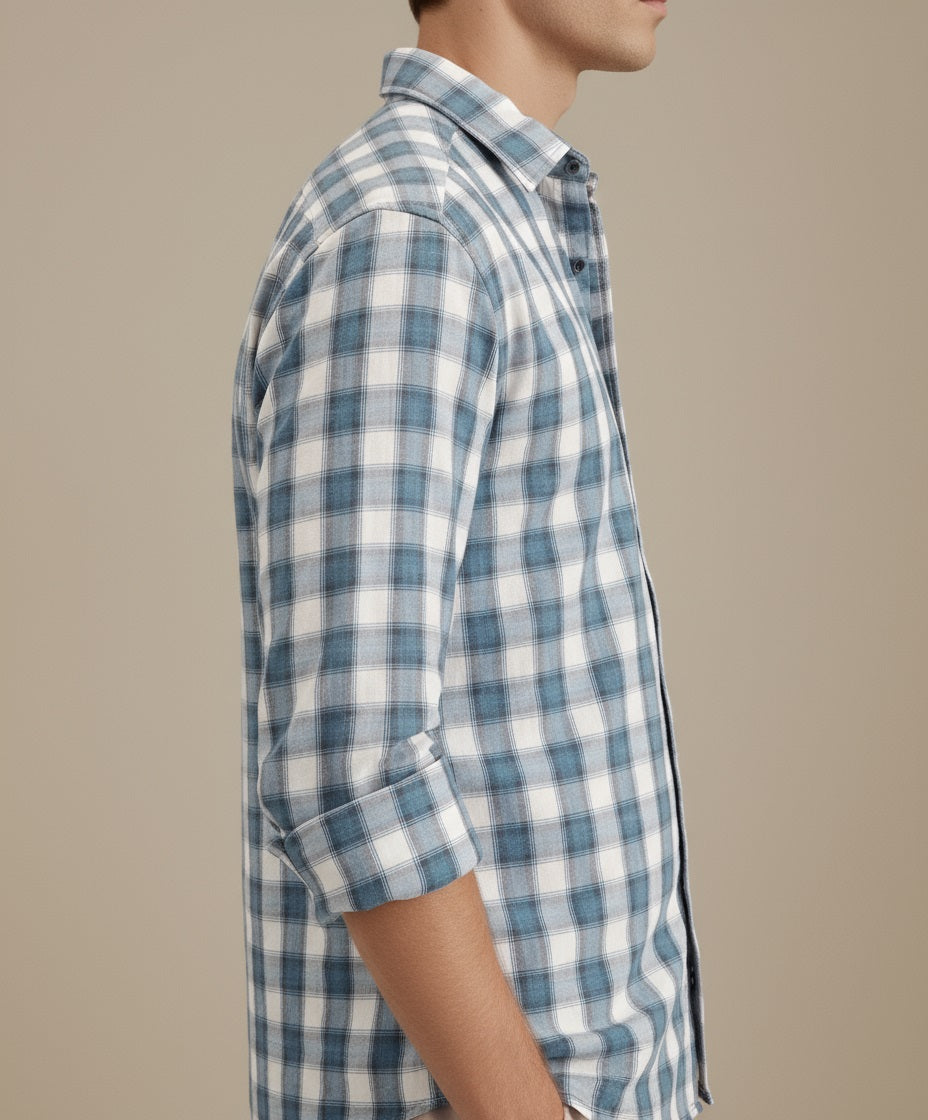 METTLE Men Air-Force Checked Casual Shirt