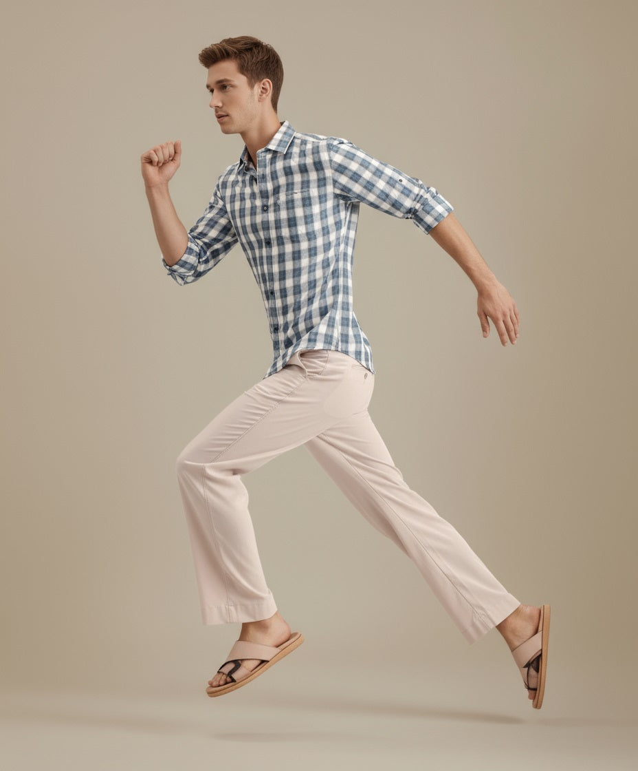 METTLE Men Air-Force Checked Casual Shirt