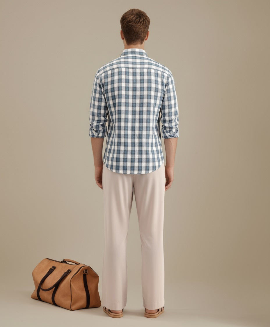 METTLE Men Checked Casual Shirt