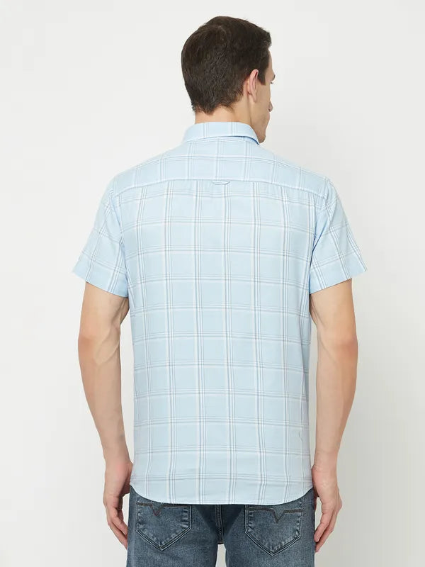 Mettle Men Blue Windowpane Checks Checked Casual Shirt