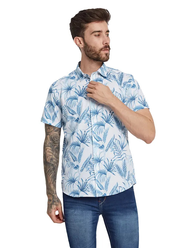 Mettle Floral Printed Spread Collar Short Sleeves Cotton Casual Shirt