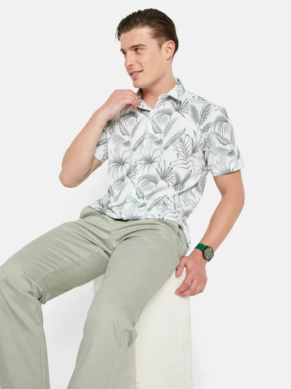 Mettle Tropical Printed Spread Collar Cotton Casual Shirt