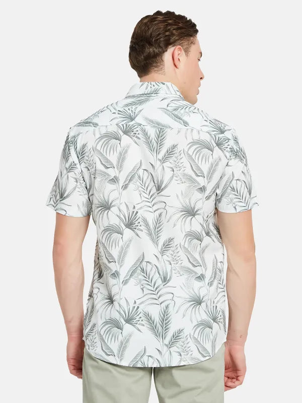 Mettle Tropical Printed Spread Collar Cotton Casual Shirt