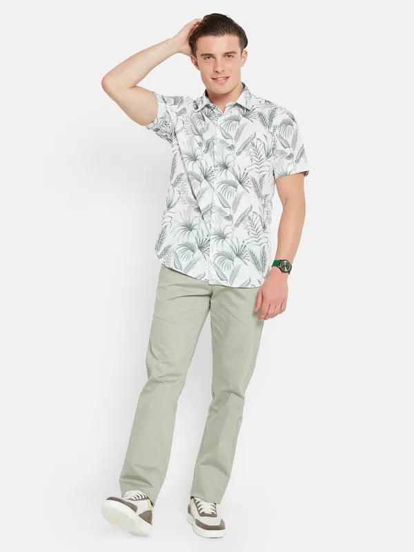 Mettle Tropical Printed Spread Collar Cotton Casual Shirt