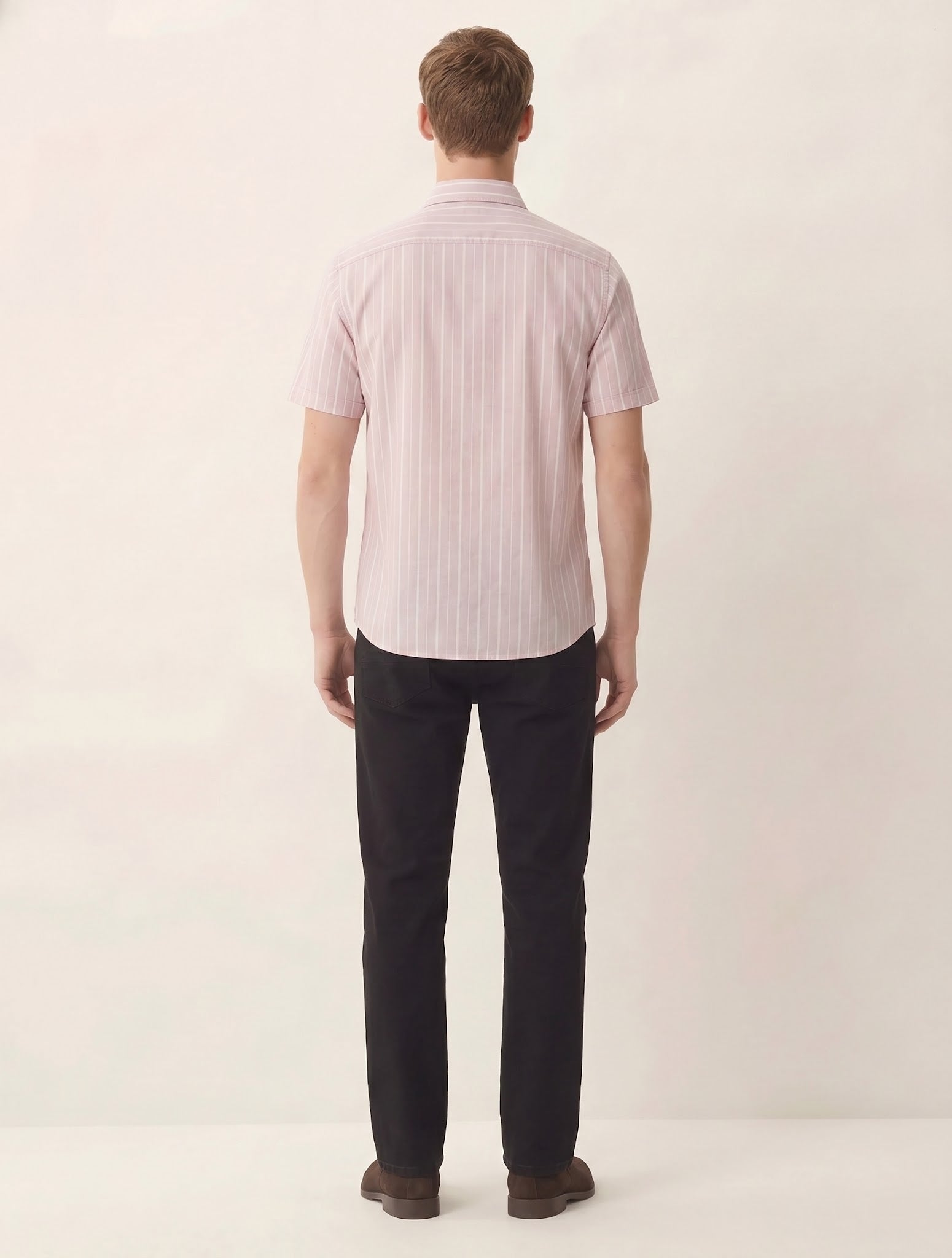 Men Light Pink Striped Casual Shirt