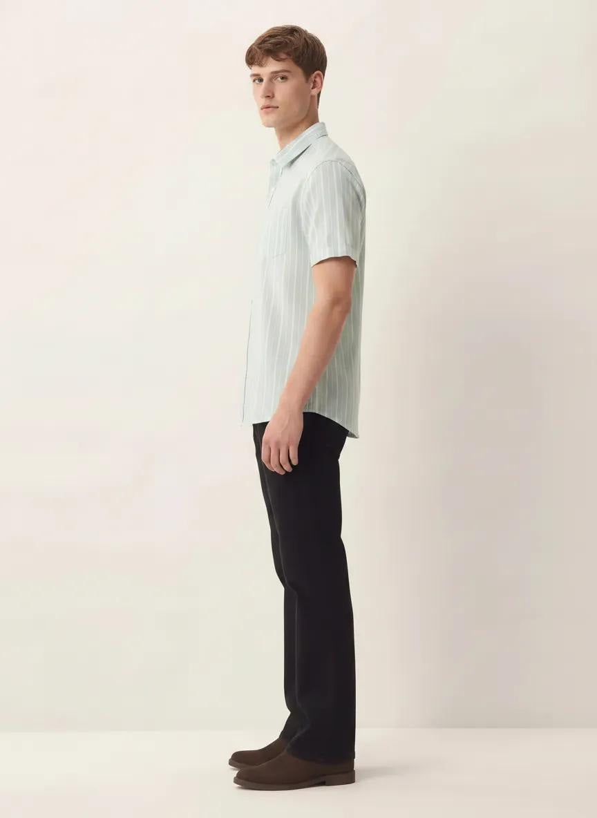 Men Mint Striped Casual Shirt