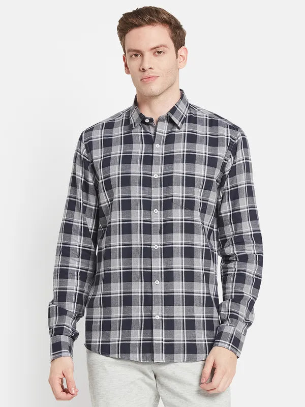 Men Grey Tartan Checks Checked Casual Shirt