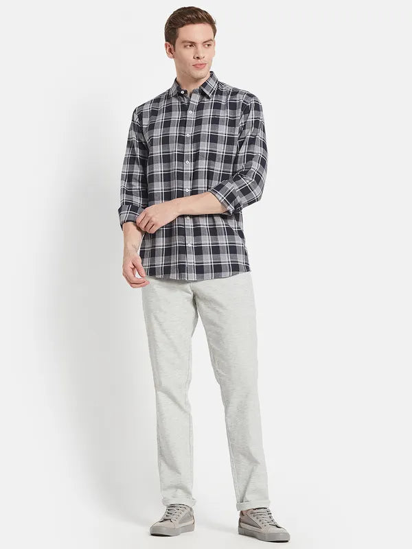 Men Grey Tartan Checks Checked Casual Shirt