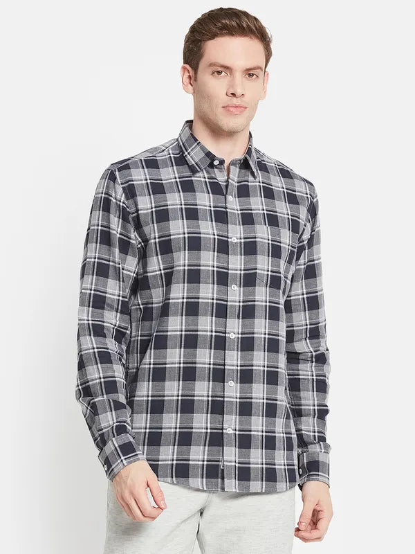 Men Grey Tartan Checks Checked Casual Shirt