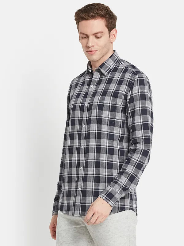 Men Grey Tartan Checks Checked Casual Shirt