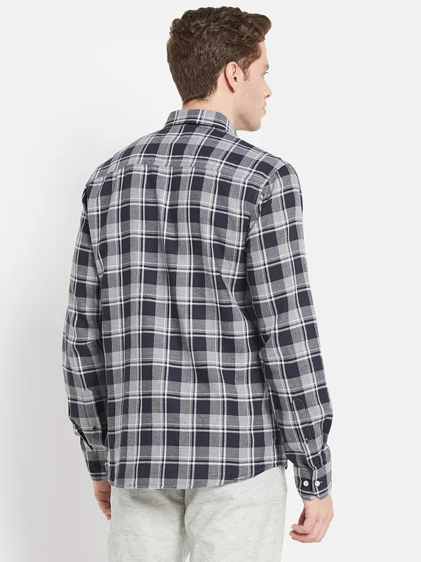 Men Grey Tartan Checks Checked Casual Shirt