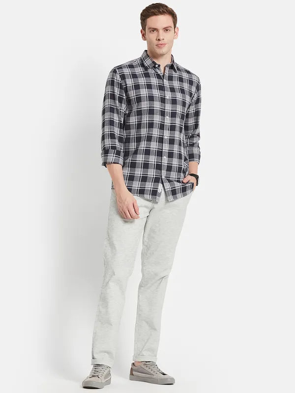 Men Grey Tartan Checks Checked Casual Shirt