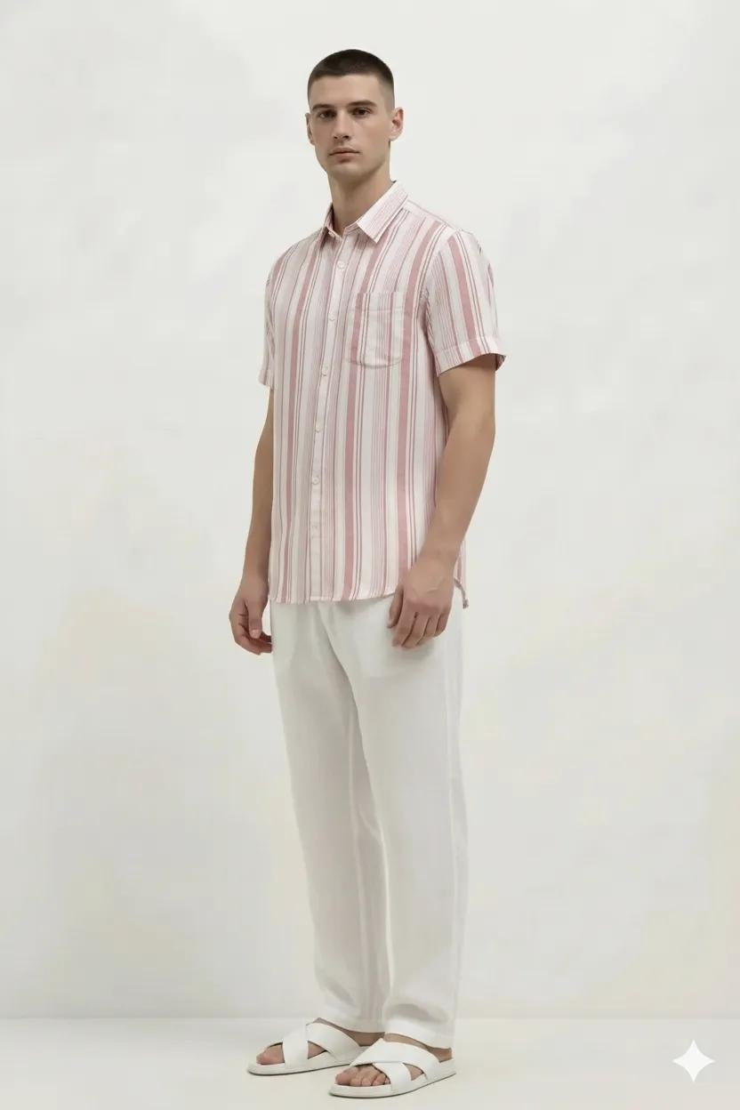 Men Redwood Striped Casual Shirt