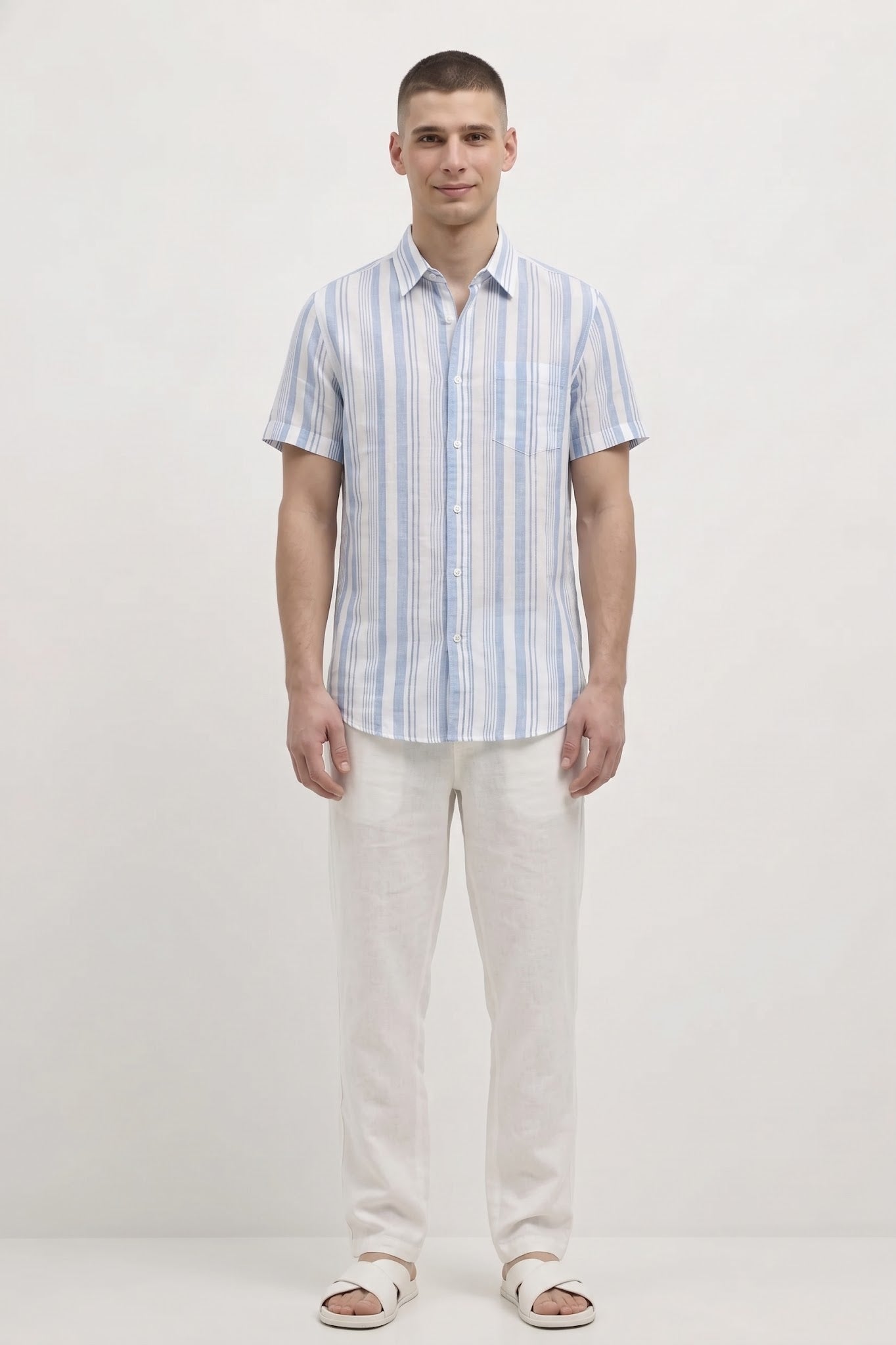 Men Sky Striped Casual Shirt