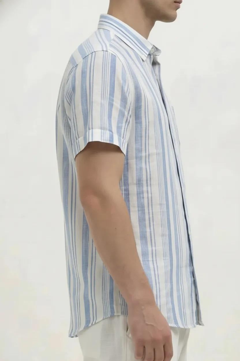 Men Sky Striped Casual Shirt