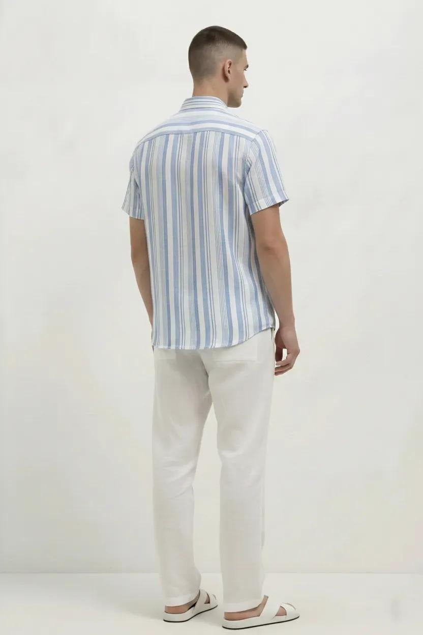 Men Sky Striped Casual Shirt