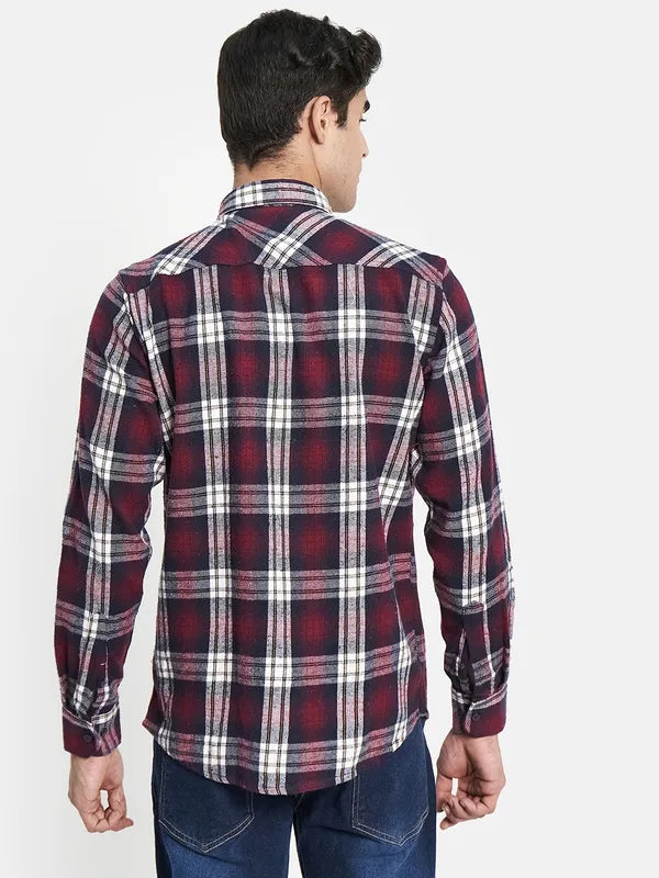 Men Maroon Tartan Checks Checked Casual Shirt