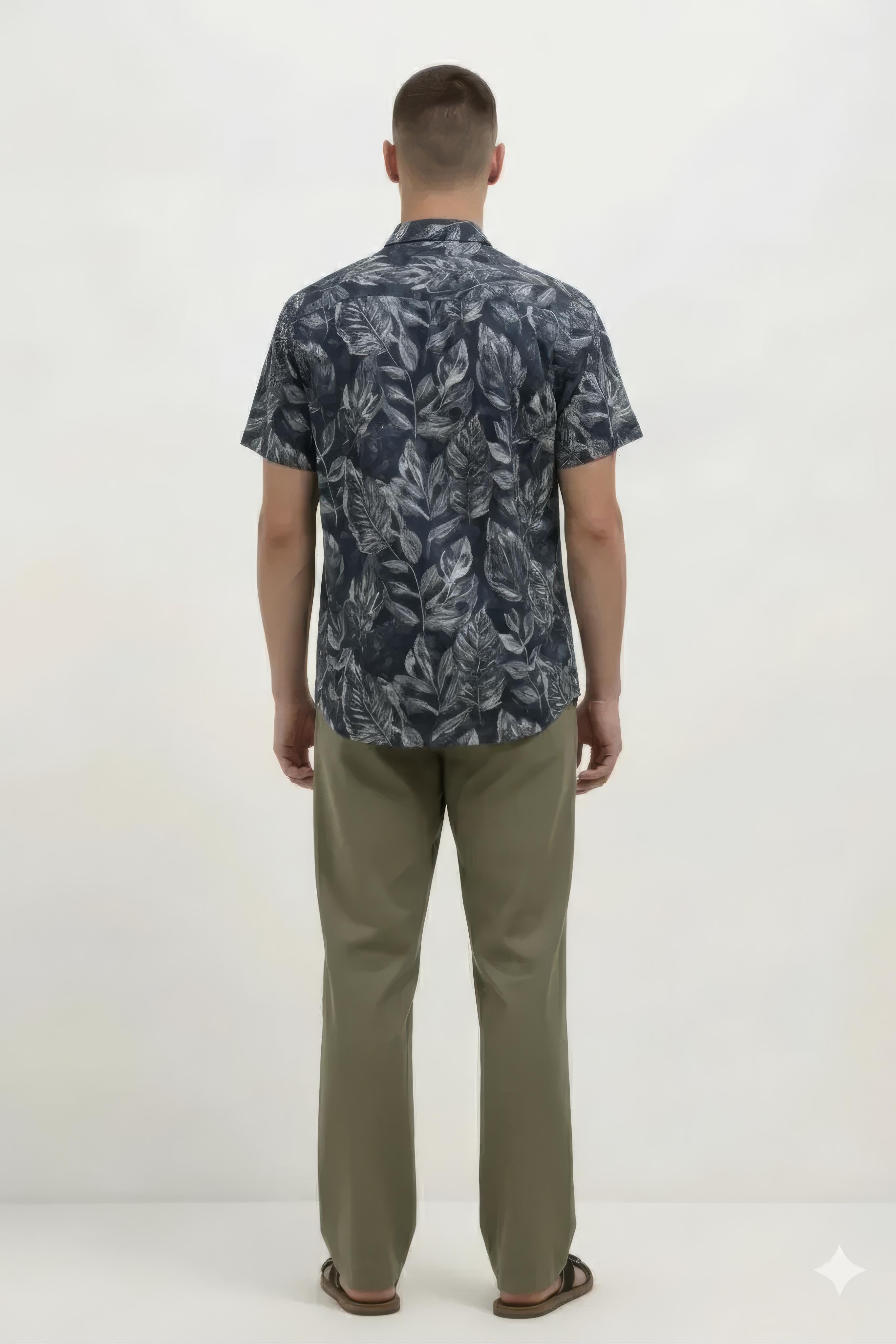 Men Floral Printed Polo Collar Shirt
