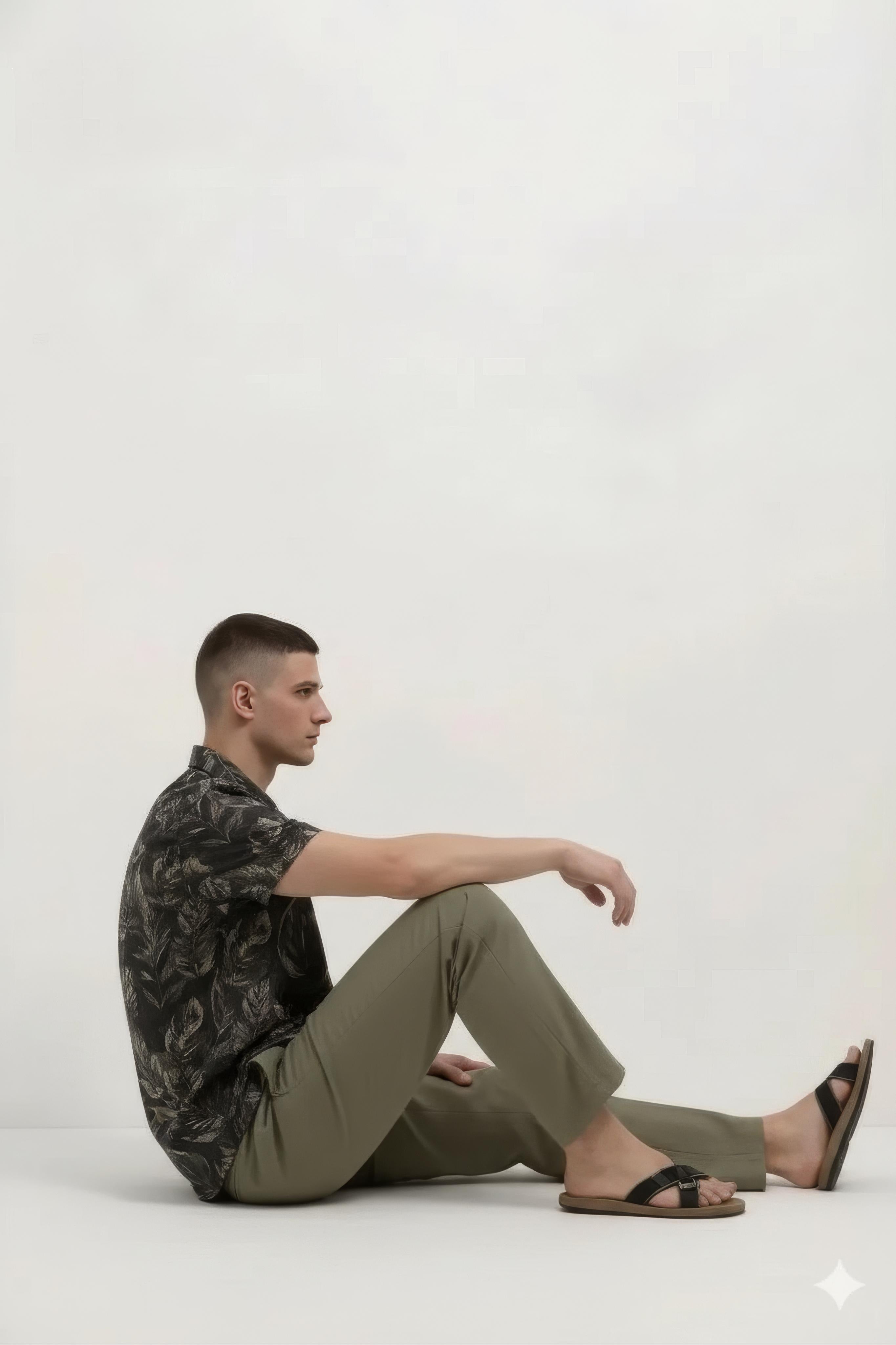 Men Floral Printed Polo Collar Shirt
