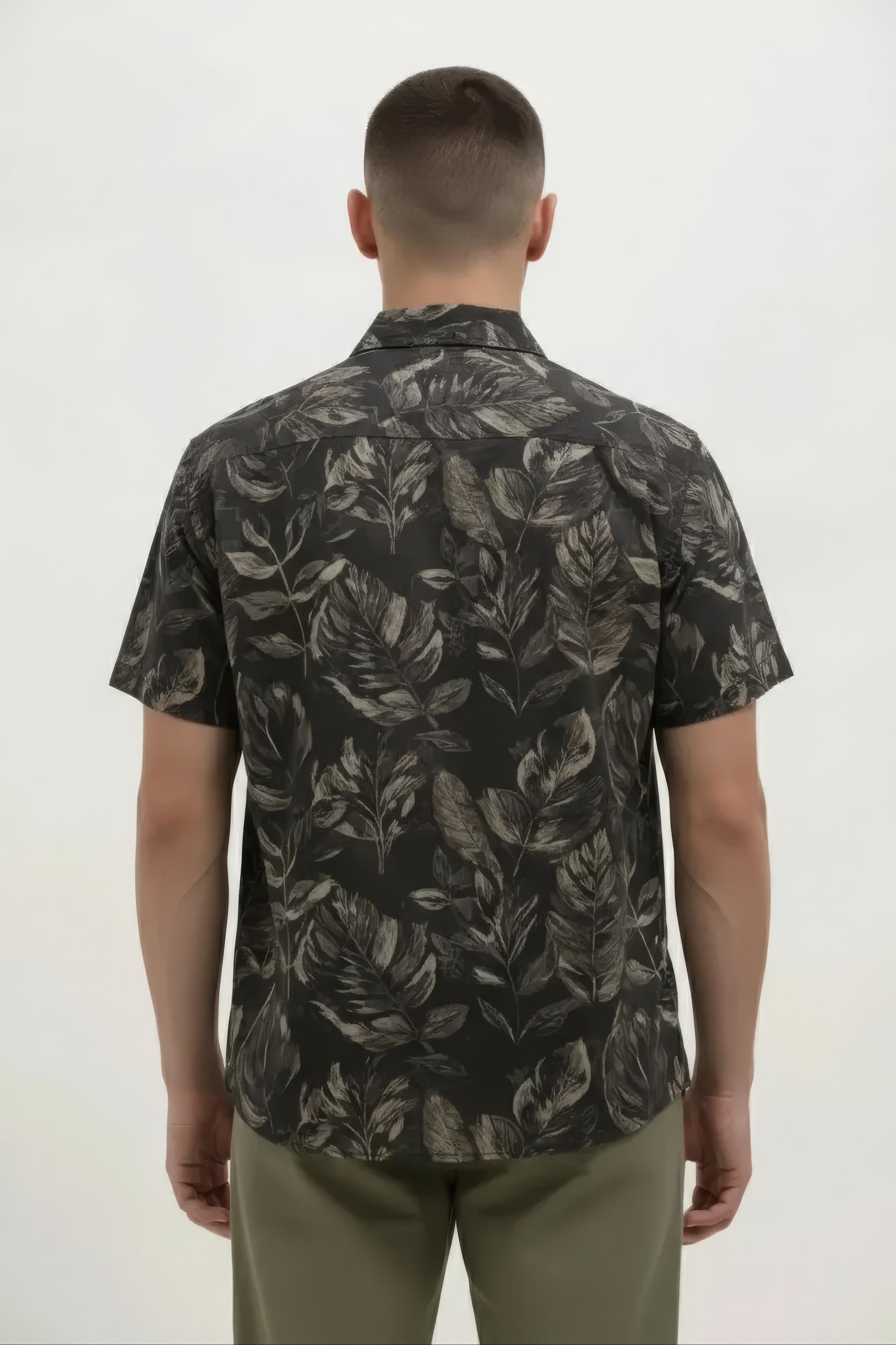 Men Floral Printed Polo Collar Shirt