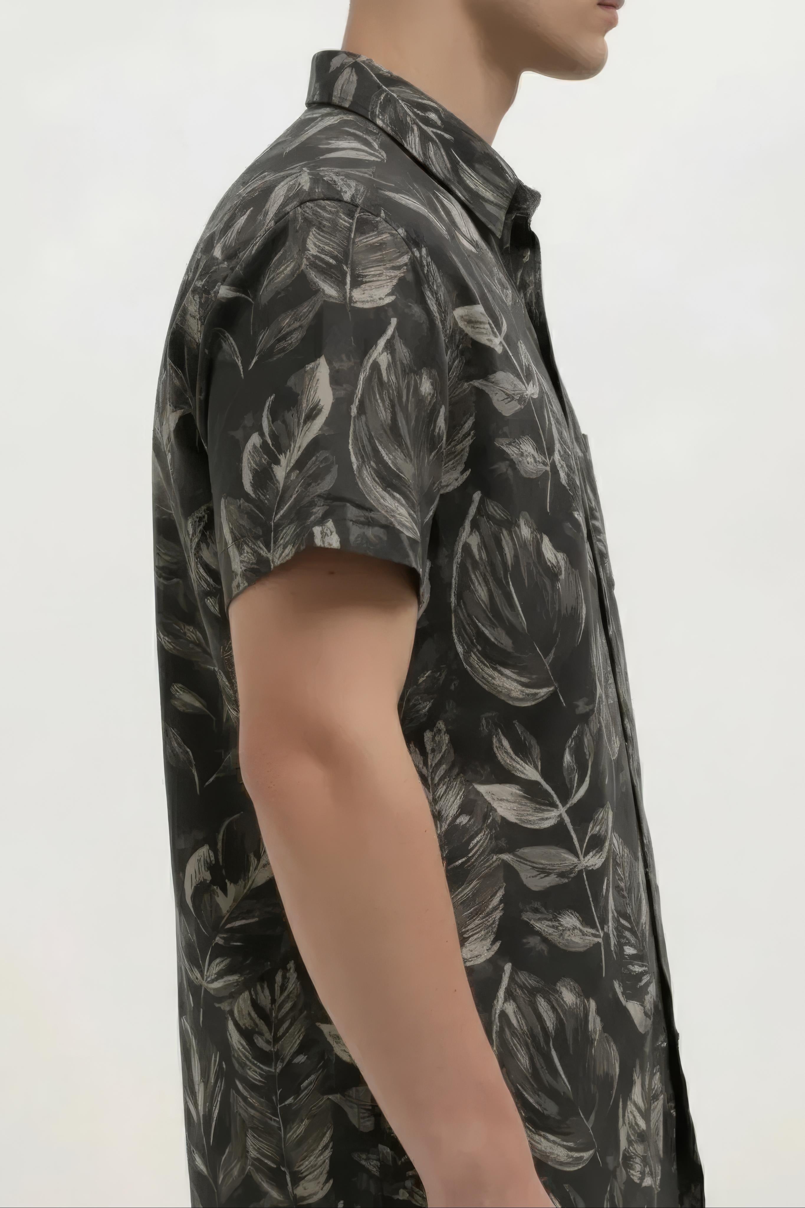 Men Floral Printed Polo Collar Shirt