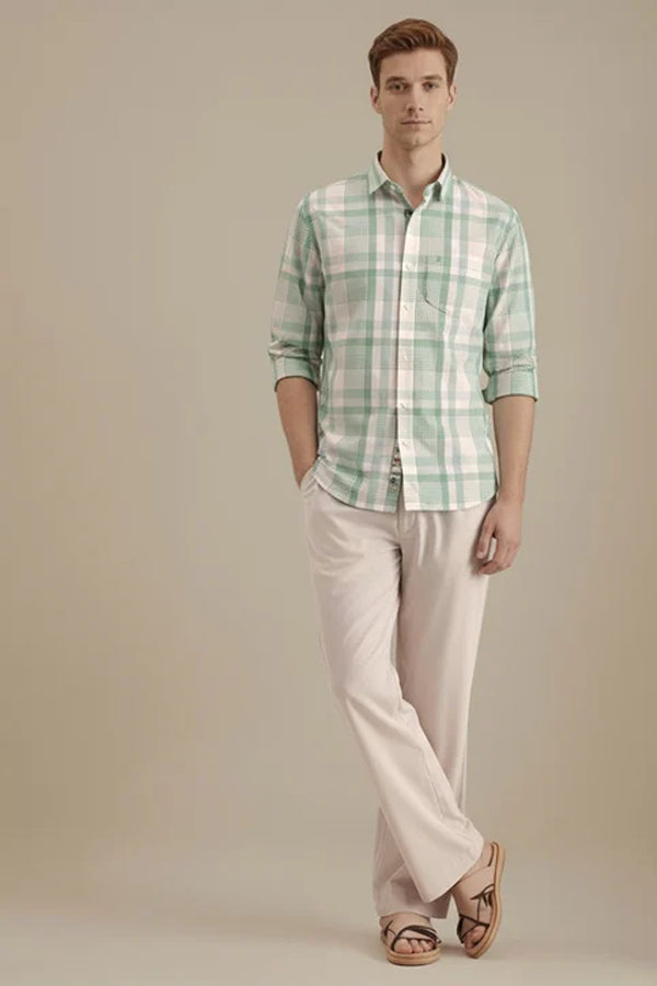 METTLE Men Fern Checked Casual Shirt