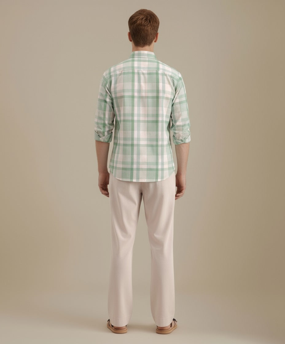 METTLE Men Fern Checked Casual Shirt