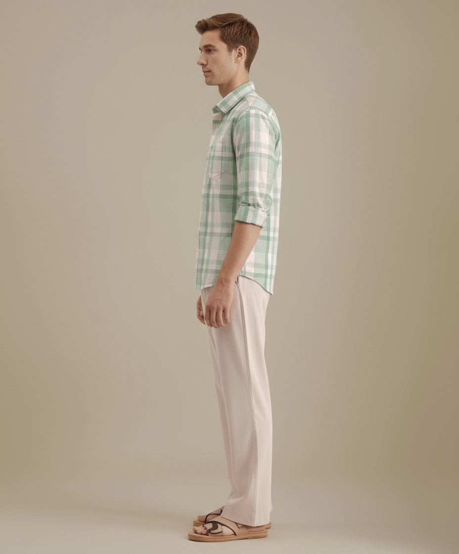 METTLE Men Fern Checked Casual Shirt