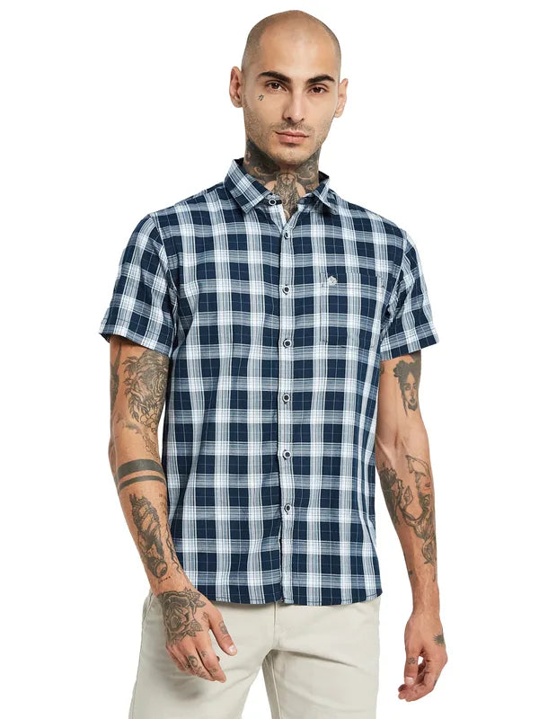 Mettle Men Gingham Checked Cotton Casual Shirt