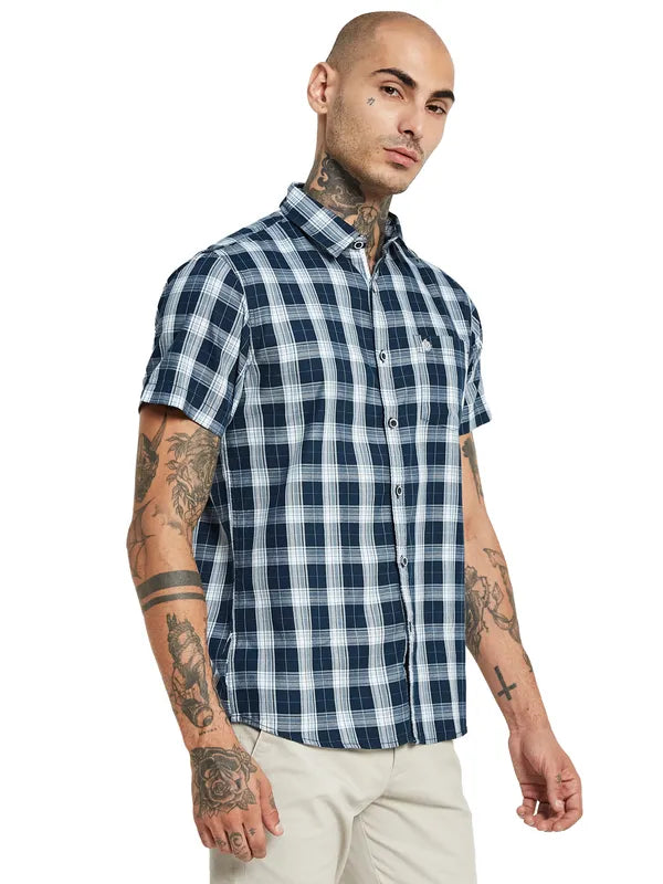 Mettle Men Gingham Checked Cotton Casual Shirt