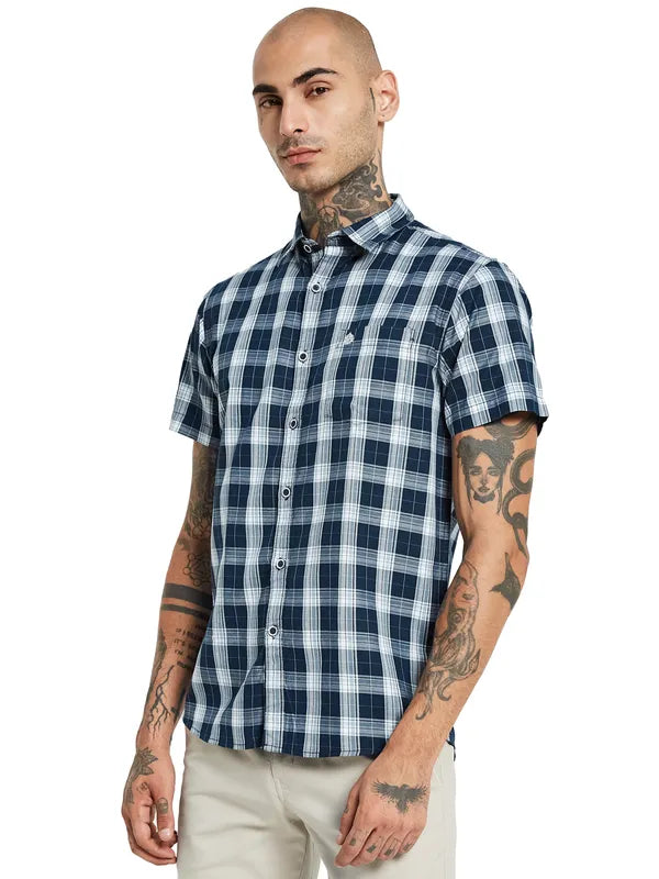 Mettle Men Gingham Checked Cotton Casual Shirt