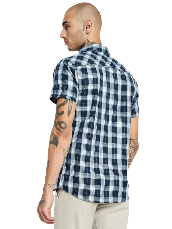 Mettle Men Gingham Checked Cotton Casual Shirt