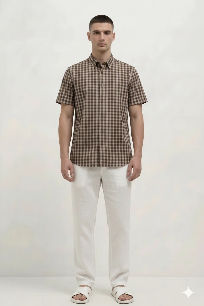 Men Gingham Checks Checked Casual Shirt