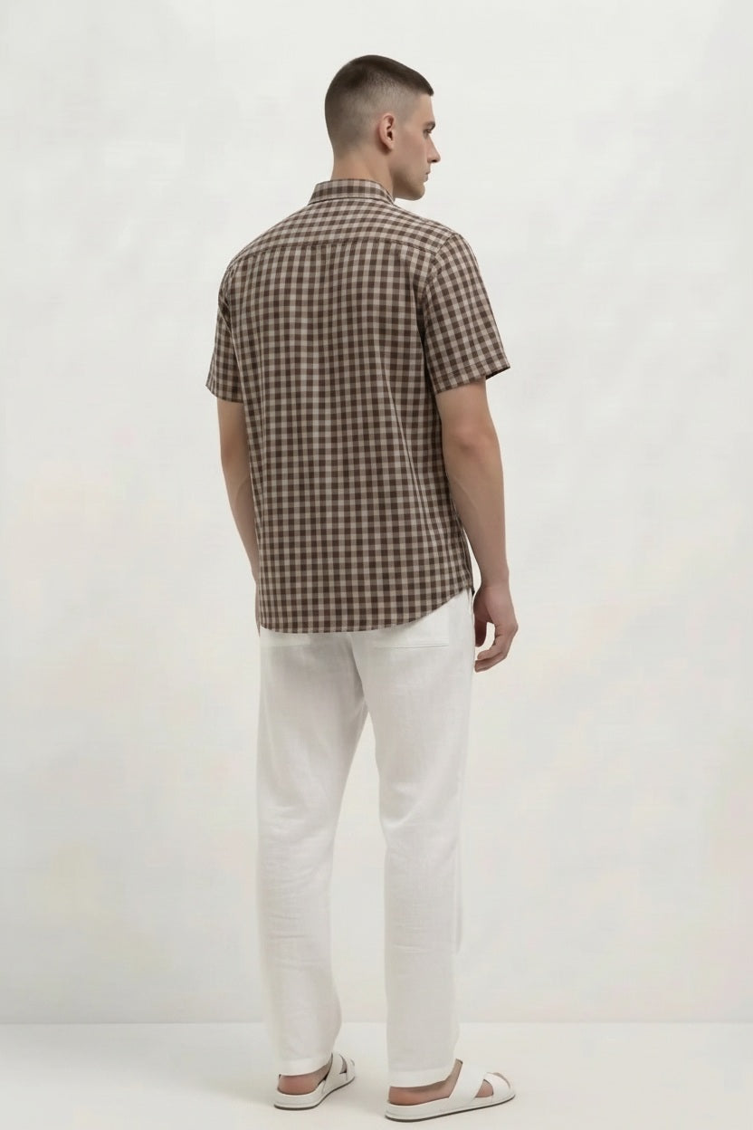 Men Gingham Checks Checked Casual Shirt