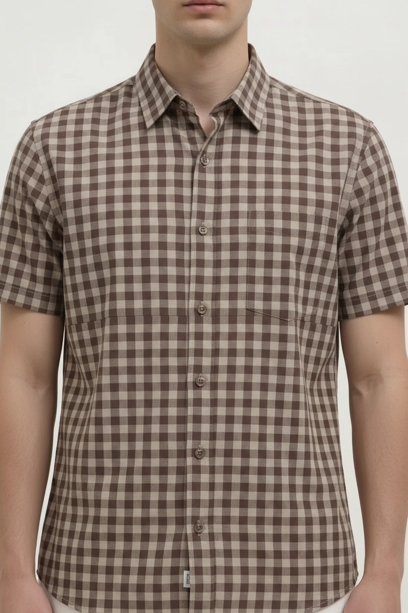 Men Gingham Checks Checked Casual Shirt